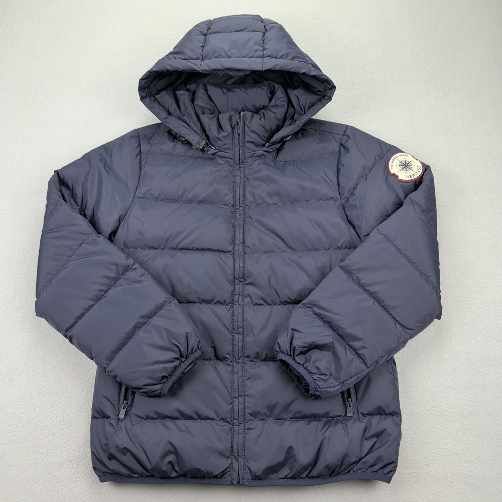 The Normal Brand Jacket Mens Medium Blue Down Puffer Hooded Removable Warm Zip‎